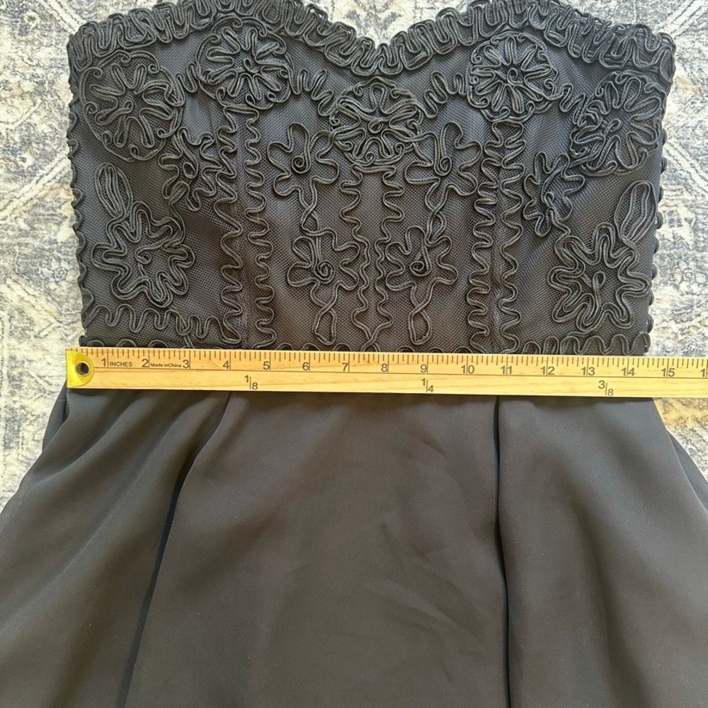 Vintage Faviana Black Soutache Embroidered Chiffon Mini‎ Dress Small - Picture 5 of 8